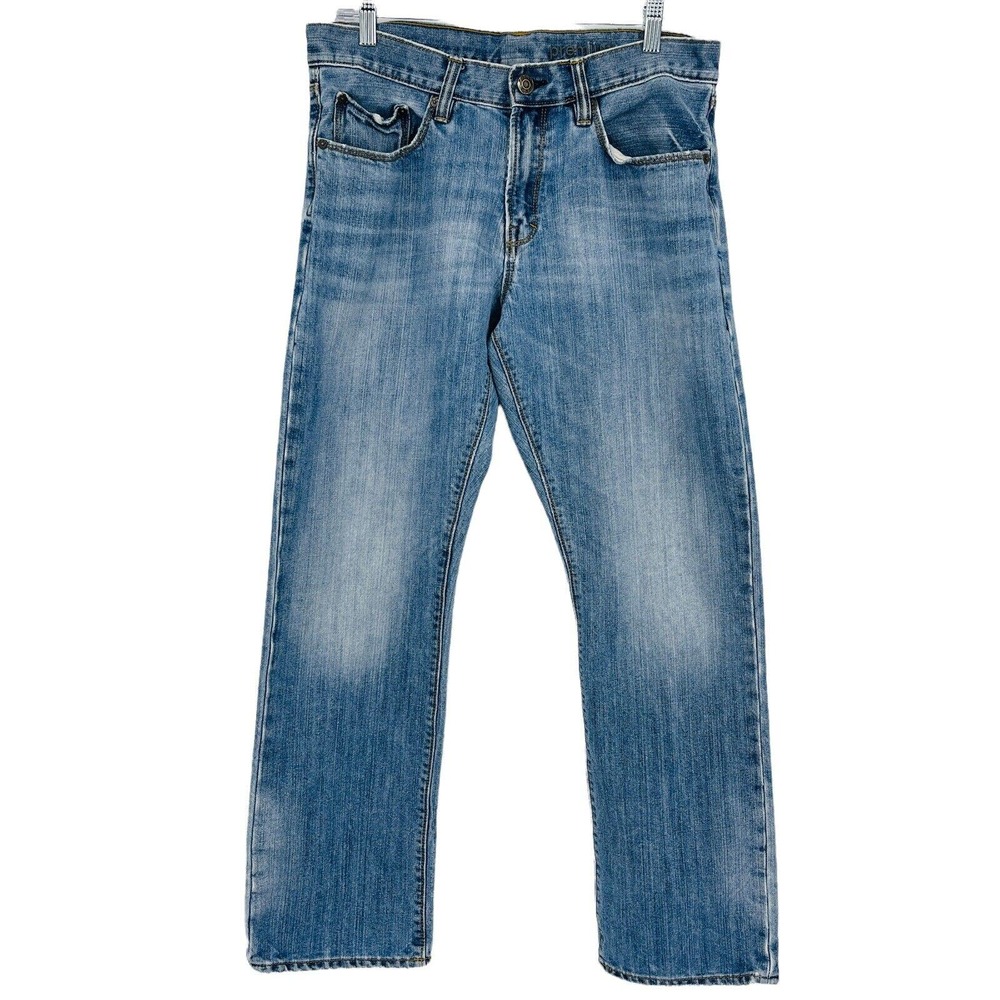 Gap Premium Straight Jeans Blue Light Wash Denim Distressed Mens 34x32
